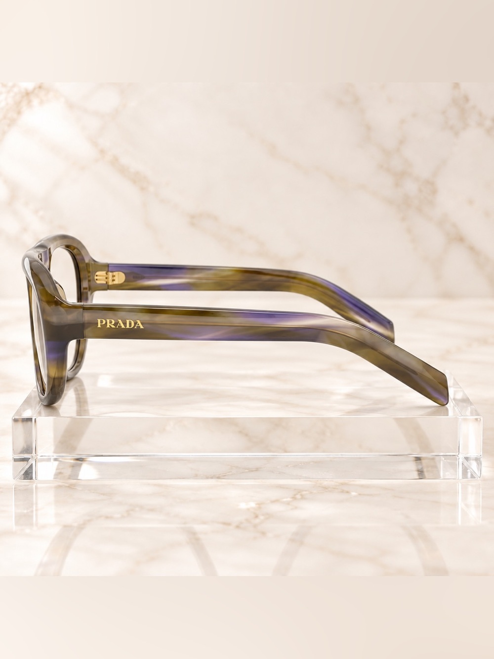 Prada PR C05S 23G70G Striped Brown Purple Aviator Eyeglasses Clear Lens - Picture 2 of 3